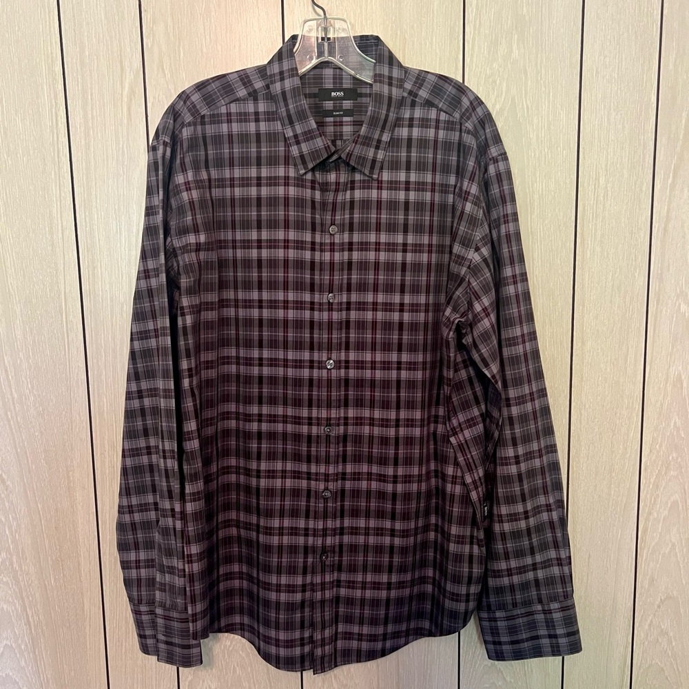 Boss Casual Plaid Shirt - Black and Red - Picture 1 of 4